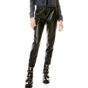 Alice + Olivia Pete Vegan Leather Black Combo Jogger